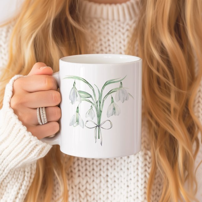Mug Chute de neige Janvier Fleur de naissance Céramiqu (Snow drops January birth flower personalized mug)
