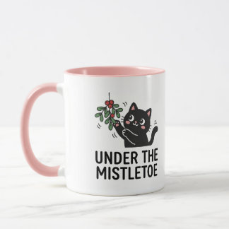 Mug Chute de neige joyeuse Chat noir mignon Dessin de