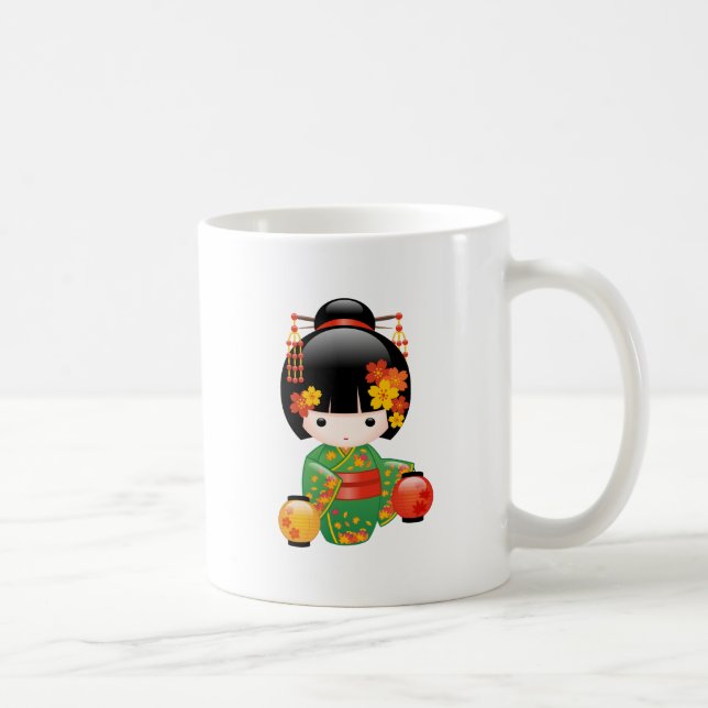 Mug Chute Poupée Kokeshi - Green Kimono Geisha Girl Co (Droite)
