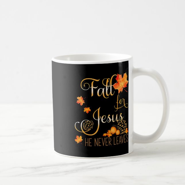 Mug Chute Pour Jésus Il Jamais Feuille Automne Christi (Droite)