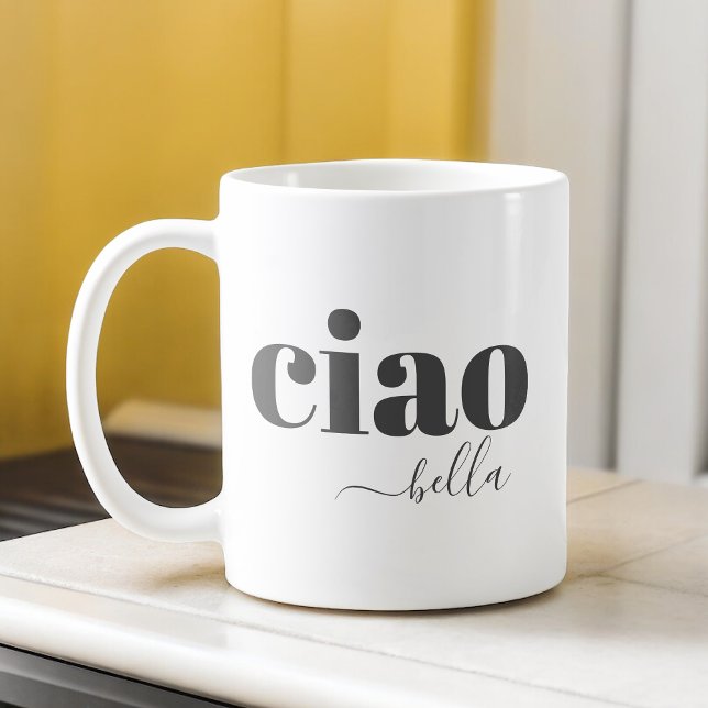 Mug Ciao Bella Bonjour Belle Typographie Moderne (Créateur téléchargé)