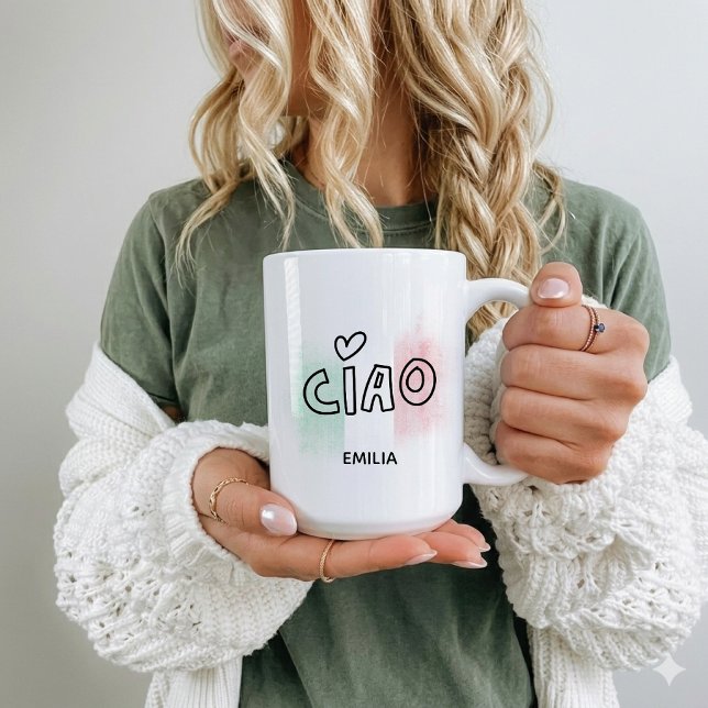 Mug CIAO drapeau italien vert blanc rouge Italie (Créateur téléchargé)