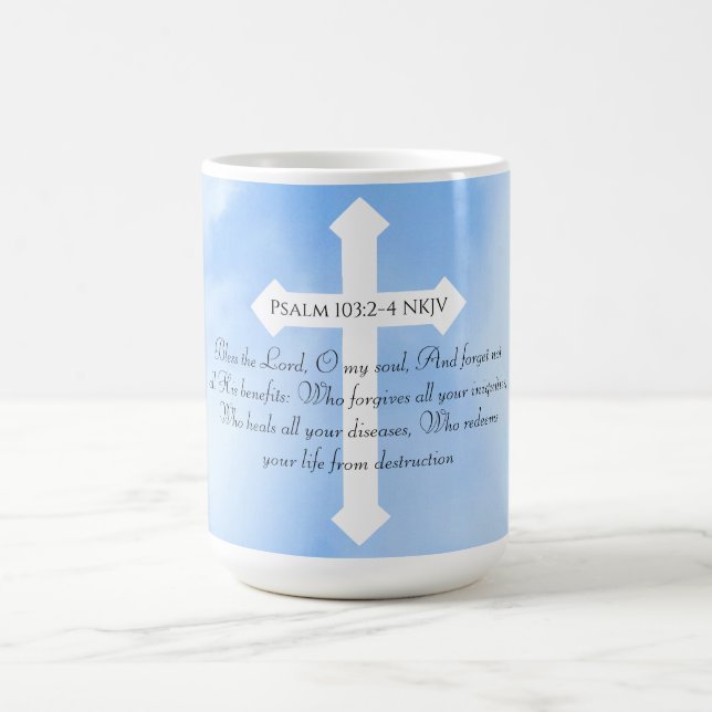 Mug Ciel Bleu Chrétien guérison Bible Verse Cross (Centre)