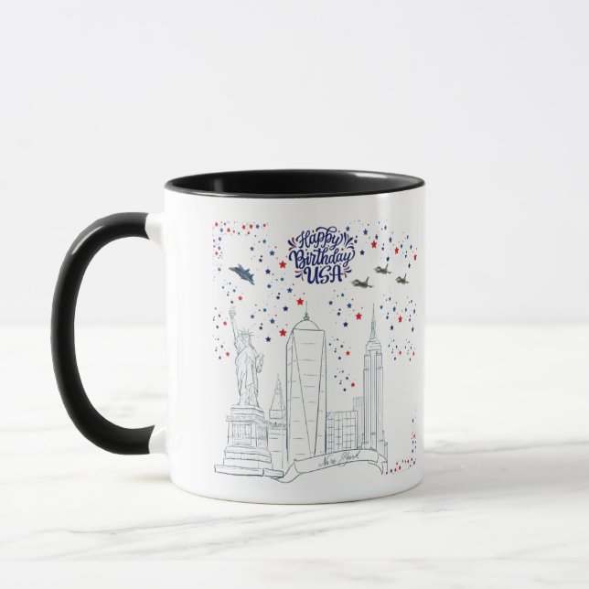 Mug Ciel de flammes de liberté noir et blanc (Gauche)