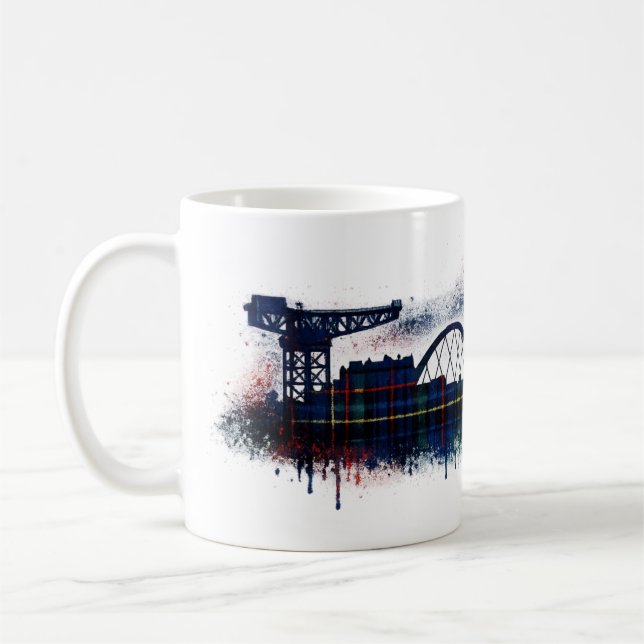Mug Ciel de Glasgow Écosse Tartan Silhouette  (Gauche)