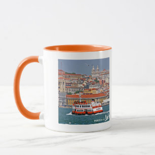 Mug Ciel de Lisbonne avec vieux ferry sur le fleuve Ta