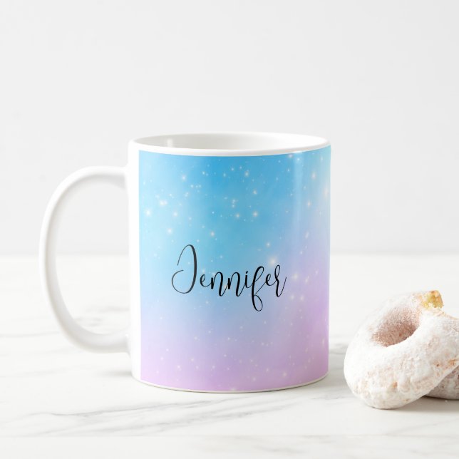 Mug Ciel dégradé rose et bleu pastel (Avec donut)