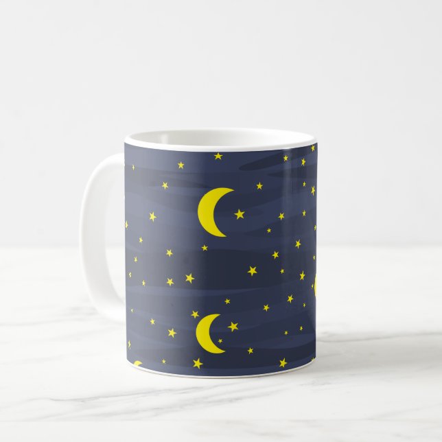 Mug Ciel nocturne bleu foncé - Étoiles et lune sans co (Devant gauche)