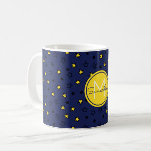Mug Ciel Nocturne Étoiles Mignonnes sur Motif Bleu Mar