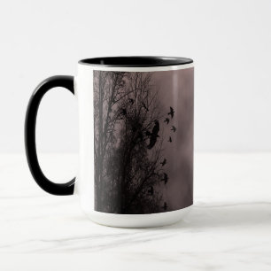 Mug Ciel rouge sang hanté avec des ravens