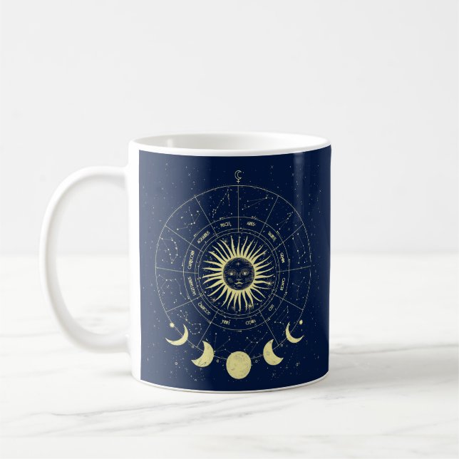 Mug Ciel Soleil Phases de la Lune Zodiaque (Gauche)