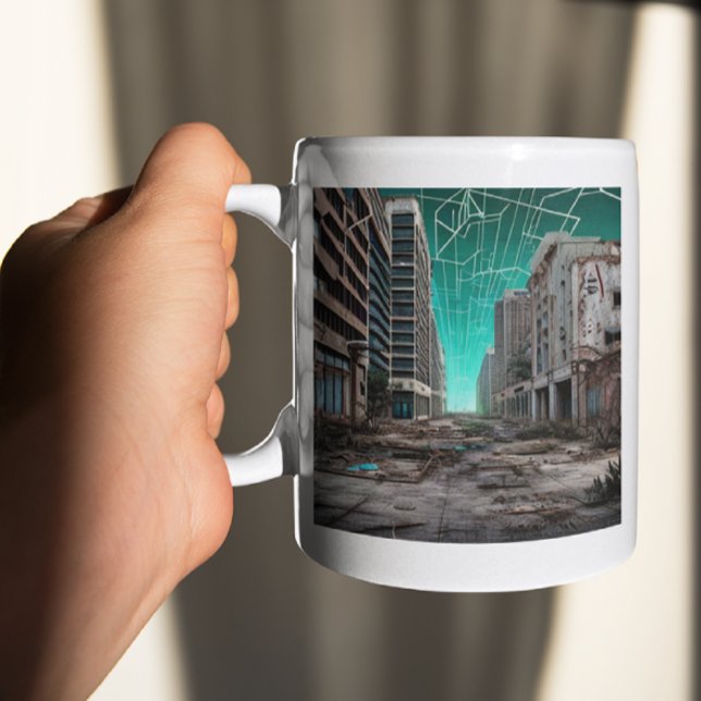 Mug Cieux teintés de sarcelle dystopiques abandonnés (Créateur téléchargé)