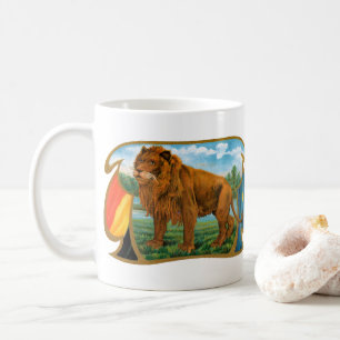 Mug Cigar vintage Art Étiquette, Lion, Roi de la Jungl