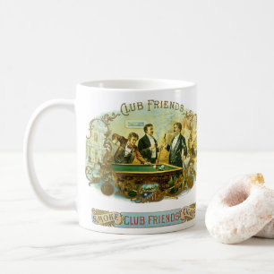 Mug Cigar vintage Étiquette Art, Club Friends Billard