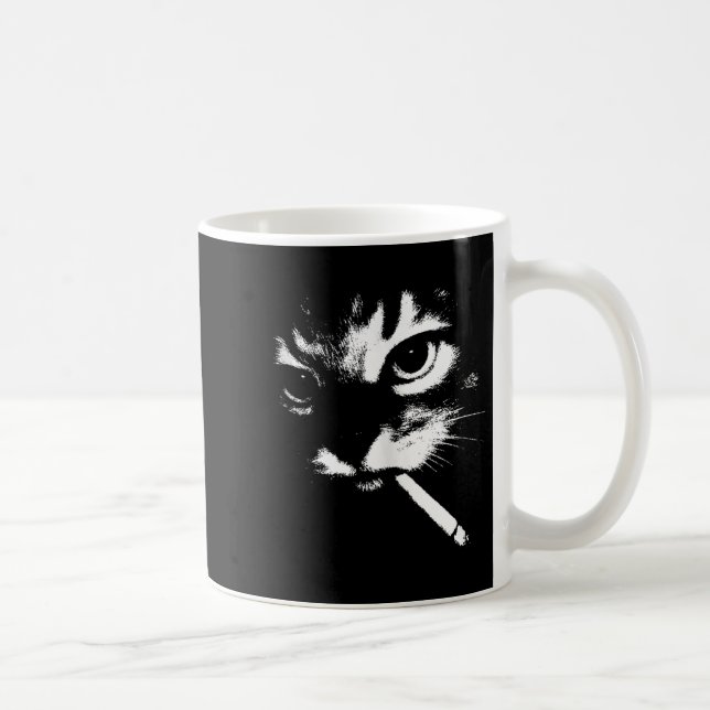 Mug Cigarette Kitten Drôle Fumer Mème Chat Gangster C (Droite)