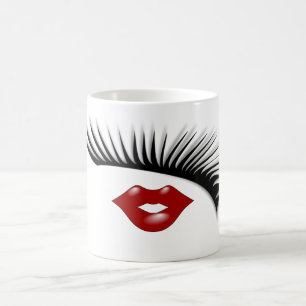 Mug Cils et concepteur chics féminins Artsy de lèvres