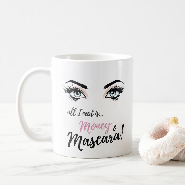 Mug cils, maquillage, mascara, cadeau pour les filles (Avec donut)