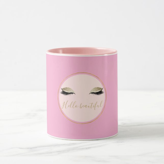 Mug Cils noirs scintillants or rose chic Noël (Centre)