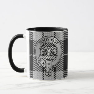 Mug Cimier de Clan MacLeod & Tartan Noir et Blanc