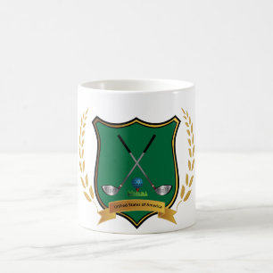 Mug Cimier de GOLF avec Laurel Wreath et Golf Clubs
