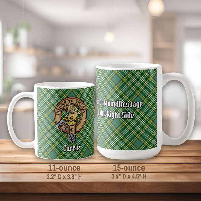 Mug Cimier de lion Clan Currie sur Tartan (Créateur téléchargé)