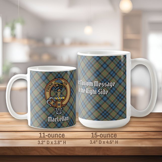 Mug Cimier du clan MacLellan sur tartan ancien (Créateur téléchargé)