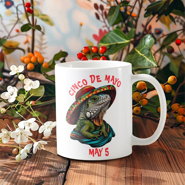 Mug Cinco de Mayo Iguana portant Sombrero & Serape (Créateur téléchargé)