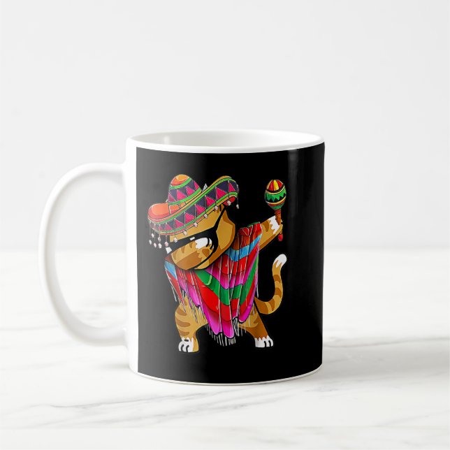 Mug Cinco De Meow Dabbing Chat Mexicain Poncho Cinco D (Gauche)