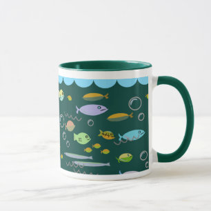 Mug Cinquante ans rétro Cartoon School of Fish Ocean 