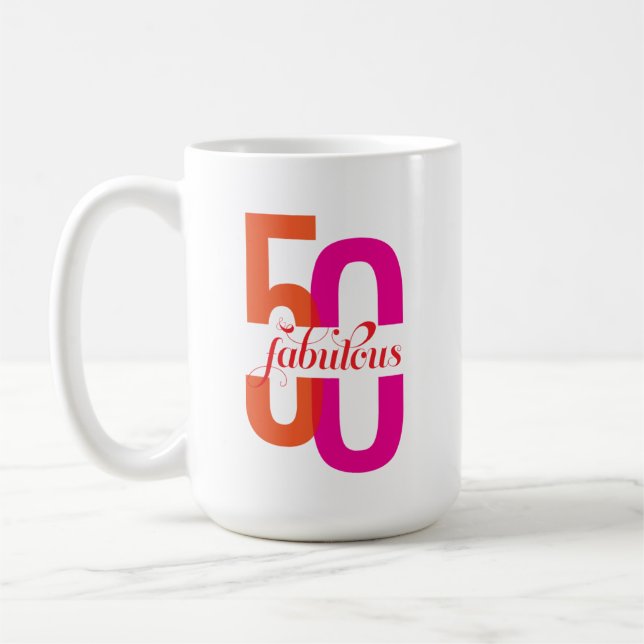 Mug Cinquante et fabuleux 50e anniversaire coloré (Gauche)