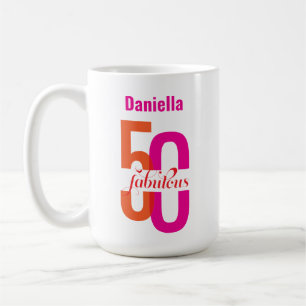 Mug Cinquante et fabuleux 50e anniversaire Nom coloré