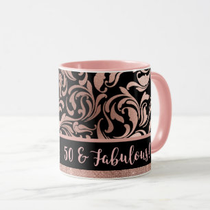 Mug Cinquante et fabuleux damas d'or rose 50e annivers
