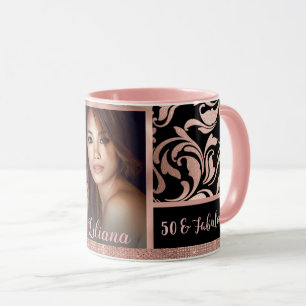 Mug Cinquante et fabuleux damas d'or rose 50e annivers