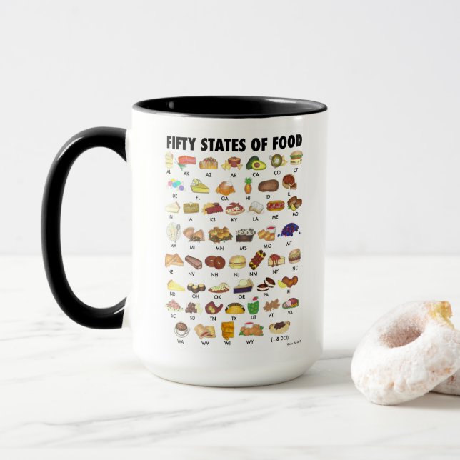 Mug CINQUANTE ÉTATS DE LA NOURRITURE Etats-Unis Amériq (Avec donut)