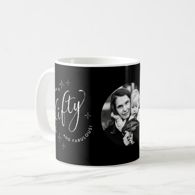 Mug Cinquante fabuleux Noir moderne 50e anniversaire P (Devant gauche)