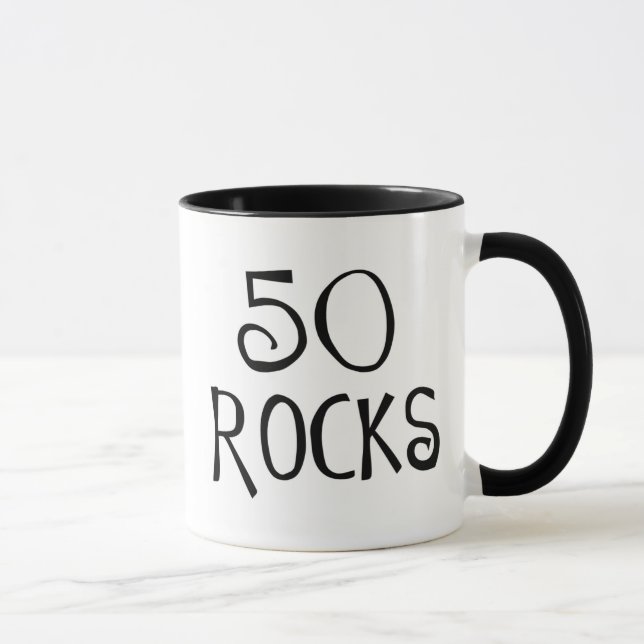 Mug cinquantième cadeaux d'anniversaire, 50 ROCHES (Droite)
