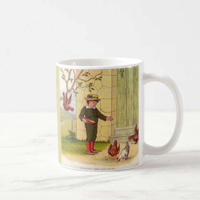 Mug circa 1900 alimentant les poulets (Droite)