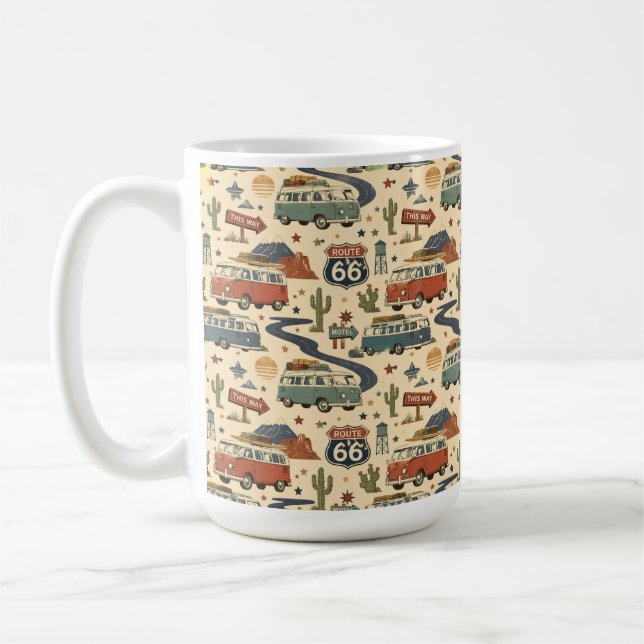 Mug Circuit 66 Voyage Rétro Fourgon Américain (Gauche)