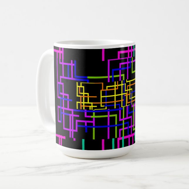 Mug Circuit arc-en-ciel néon (Devant gauche)