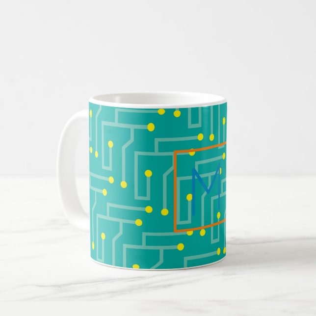 Mug Circuit Board INITIAL Mod Computer Tech Fun (Devant gauche)