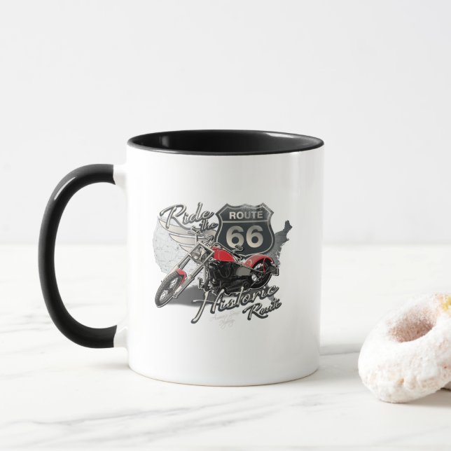 Mug Circuit moto vintage Route 66 (Avec donut)