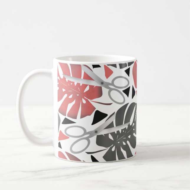 Mug ciseaux feuilles de monstera impression tropicale  (Gauche)