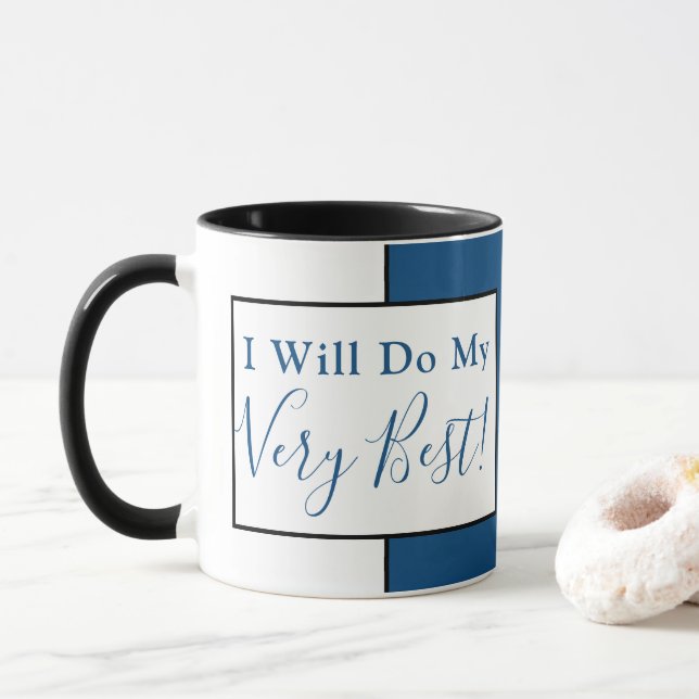 Mug Citation Affirmation Moderne Simple Cute Bleu Noir (Avec donut)