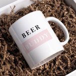 Mug Citation amusante de Modern Beer Buddy Black & Pin<br><div class="desc">Célébrez votre partenaire favori avec cette tasse élégante "Beer Buddy" dans un design moderne noir et rose pâle. Qu'il s'agisse d'un petit ami, d'un mari, d'un meilleur ami ou d'un groomsman, cette tasse ludique et minimaliste est parfaite pour les anniversaires, les vacances, ou simplement parce que... Customisez-le avec un nom...</div>