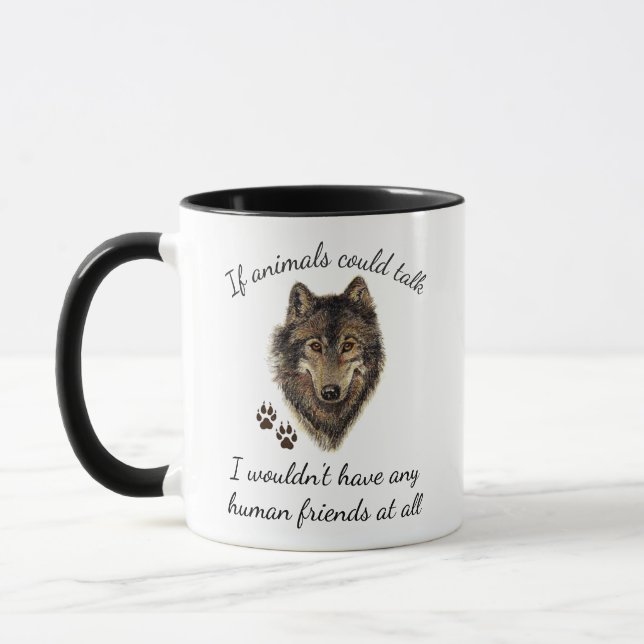 Mug Citation amusante des amis animaux inspirés Wolf (Gauche)