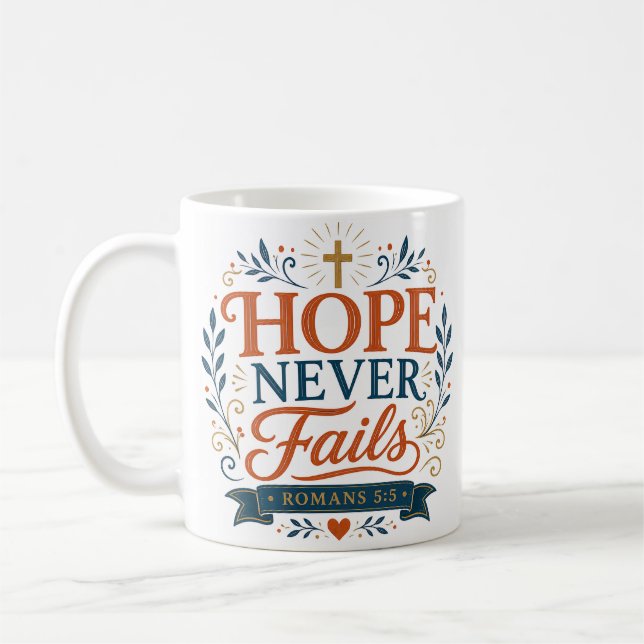 Mug Citation Biblique Chrétienne Espoir Ne Déçoit Jama (Gauche)
