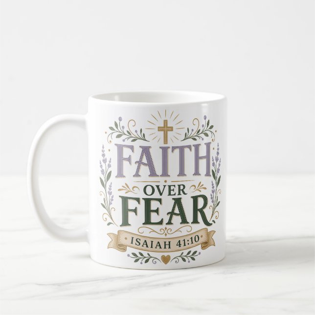 Mug Citation biblique chrétienne Foi sur la peur (Gauche)