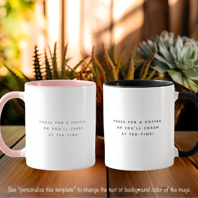 Mug Citation Café Pause Police Grise Branchée Deux Ton (Créateur téléchargé)
