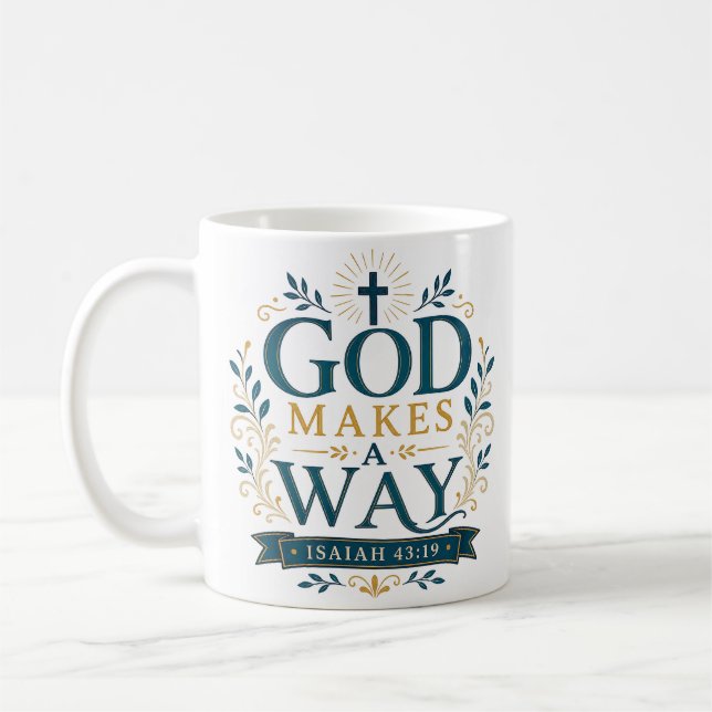 Mug Citation chrétienne de Dieu fait un chemin (Gauche)