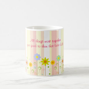 Mug Citation chrétienne de rayure et de fleur de rose